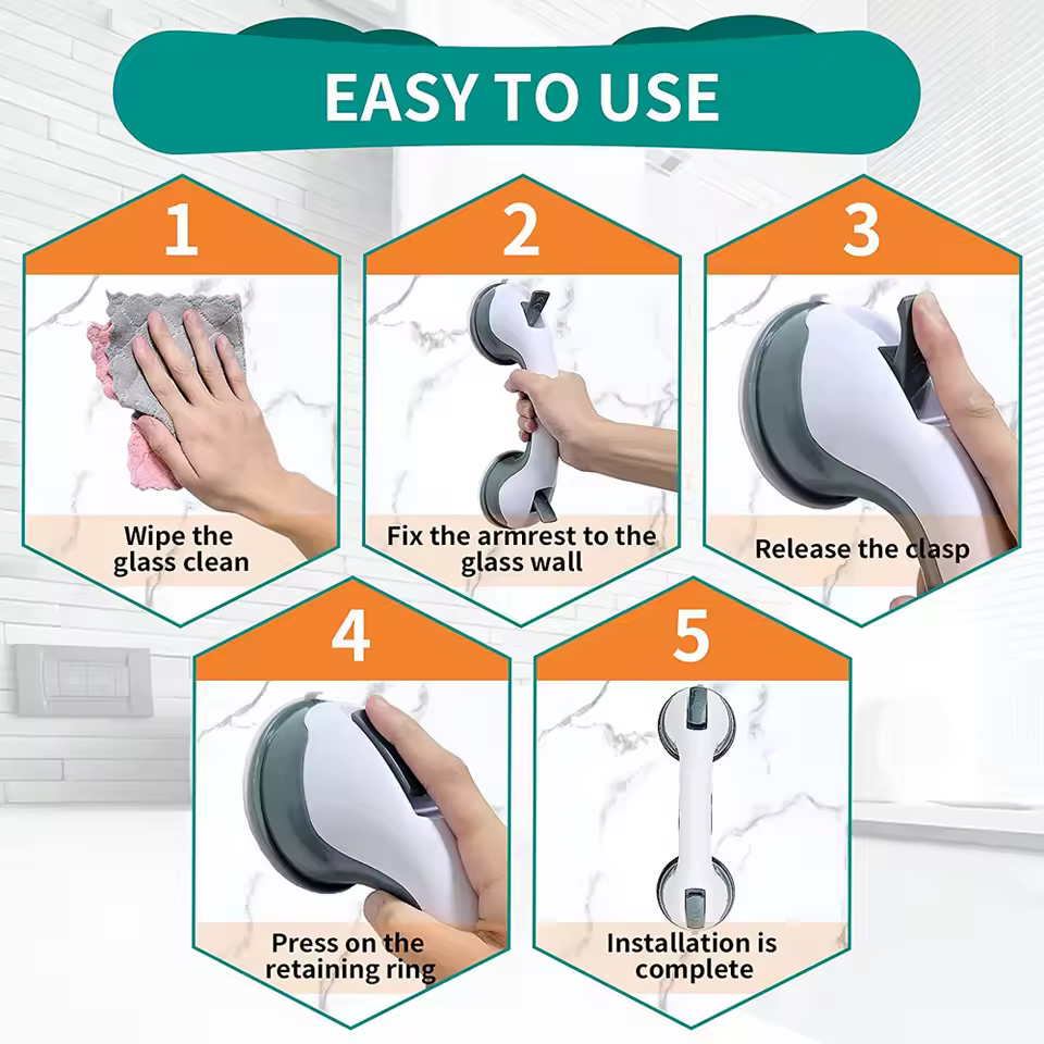 Stable Grip installed in a modern bathroom for daily support
